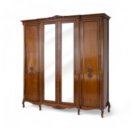 Dulap lemn masiv, maro/alb, 4 uși, inserții ornamentale, Jasmina Dulap lemn masiv, maro/alb, 4 uși, inserții ornamentale, Jasmina