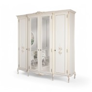 Dulap lemn masiv, maro/alb, 4 uși, inserții ornamentale, Jasmina Dulap lemn masiv, maro/alb, 4 uși, inserții ornamentale, Jasmina