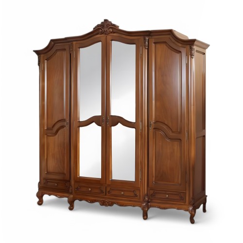Dulap lemn masiv, maro/alb, 4 uși, inserții ornamentale, Royal Dulap lemn masiv, maro/alb, 4 uși, inserții ornamentale, Royal