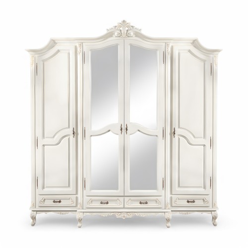 Dulap lemn masiv, maro/alb, 4 uși, inserții ornamentale, Royal Dulap lemn masiv, maro/alb, 4 uși, inserții ornamentale, Royal