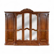 Dulap lemn masiv, maro/alb, 5 uși, ornamente manuale, Cristina Dulap lemn masiv, maro/alb, 5 uși, ornamente manuale, Cristina