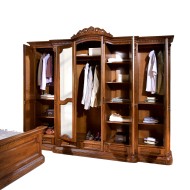 Dulap lemn masiv, maro/alb, 5 uși, ornamente manuale, Cristina Dulap lemn masiv, maro/alb, 5 uși, ornamente manuale, Cristina