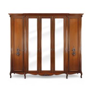 Dulap lemn masiv, maro/alb, 5 uși, inserții ornamentale, Jasmina Dulap lemn masiv, maro/alb, 5 uși, inserții ornamentale, Jasmina
