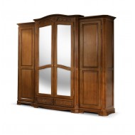 Dulap lemn masiv, maro/alb, 4 uși, elemente ornamentale, Gino Dulap lemn masiv, maro/alb, 4 uși, elemente ornamentale, Gino