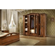 Dulap lemn masiv, maro/alb, 4 uși, elemente ornamentale, Gino Dulap lemn masiv, maro/alb, 4 uși, elemente ornamentale, Gino