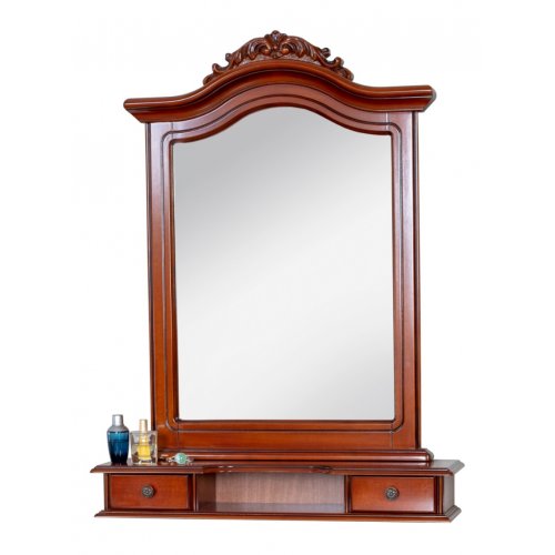 Ramă oglindă lemn masiv, maro/alb, 2 sertare, Elips Ramă oglindă lemn masiv, maro/alb, 2 sertare, Elips