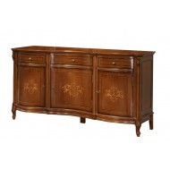 Bufet lemn masiv, maro/alb, 3 uși, 3 sertare, Firenze