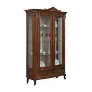 Cristalier lemn masiv, maro/alb, 2 uși, Firenze Cristalier lemn masiv, maro/alb, 2 uși, Firenze