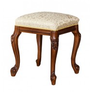 Taburet lemn masiv, maro/alb, tapisat, ornamente atașate, Firenze Taburet lemn masiv, maro/alb, tapisat, ornamente atașate, Firenze