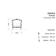 Fotoliu lemn masiv, tapisat, Jasmina