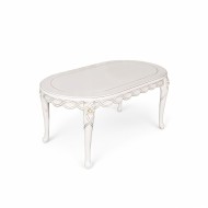 Măsuță lemn masiv, alb, inserții ornamentale, Flora Măsuță lemn masiv, alb, inserții ornamentale, Flora