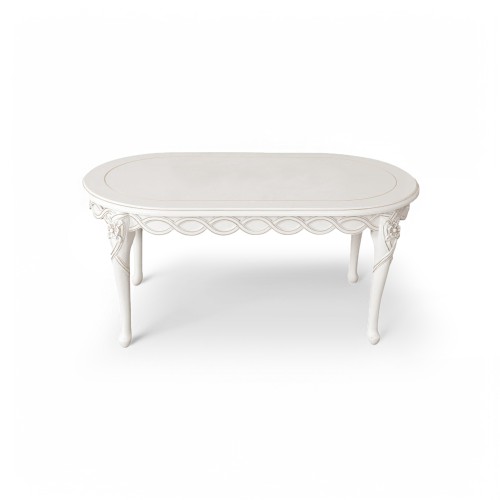 Măsuță lemn masiv, alb, inserții ornamentale, Flora Măsuță lemn masiv, alb, inserții ornamentale, Flora