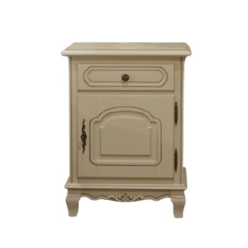 Noptieră lemn masiv, gri, 1 sertar, 1 ușă, dreapta, Elips