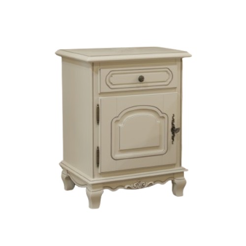 Noptieră lemn masiv, gri, 1 sertar, 1 ușă, stânga, Elips