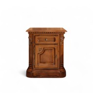 Noptieră lemn masiv, maro/alb, 1 sertar, 1 ușă, stânga, Cristina Noptieră lemn masiv, maro/alb, 1 sertar, 1 ușă, stânga, Cristina