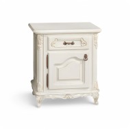 Noptieră lemn masiv, maro/alb, 1 sertar, 1 ușă, stânga, Royal Noptieră lemn masiv, maro/alb, 1 sertar, 1 ușă, stânga, Royal