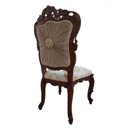 Scaun lemn masiv, maro/alb, tapiserie multicoloră, Regina Scaun lemn masiv, maro/alb, tapiserie multicoloră, Regina