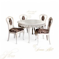 Scaun lemn masiv, alb, Md.2, tapiserie multicoloră,  Flora Scaun lemn masiv, alb, Md.2, tapiserie multicoloră,  Flora