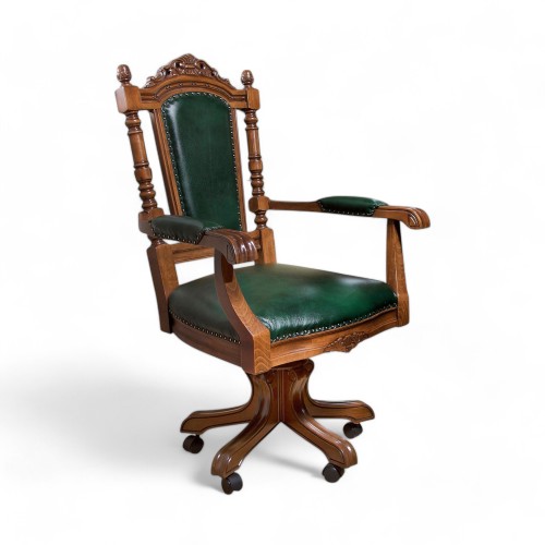 Scaun lemn masiv, maro/alb,rotativ,  Cristina