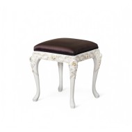 Taburet lemn masiv, maro/alb, tapiserie elegantă, Flora Taburet lemn masiv, maro/alb, tapiserie elegantă, Flora