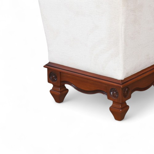 Taburet lemn masiv, maro/alb, tapisat, Carina