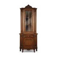 Bufet vitrină colț lemn masiv, maro/alb, 2 uși, 1 sertar, Royal Bufet vitrină colț lemn masiv, maro/alb, 2 uși, 1 sertar, Royal