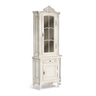Bufet vitrină colț lemn masiv, maro/alb, 2 uși, 1 sertar, Royal Bufet vitrină colț lemn masiv, maro/alb, 2 uși, 1 sertar, Royal