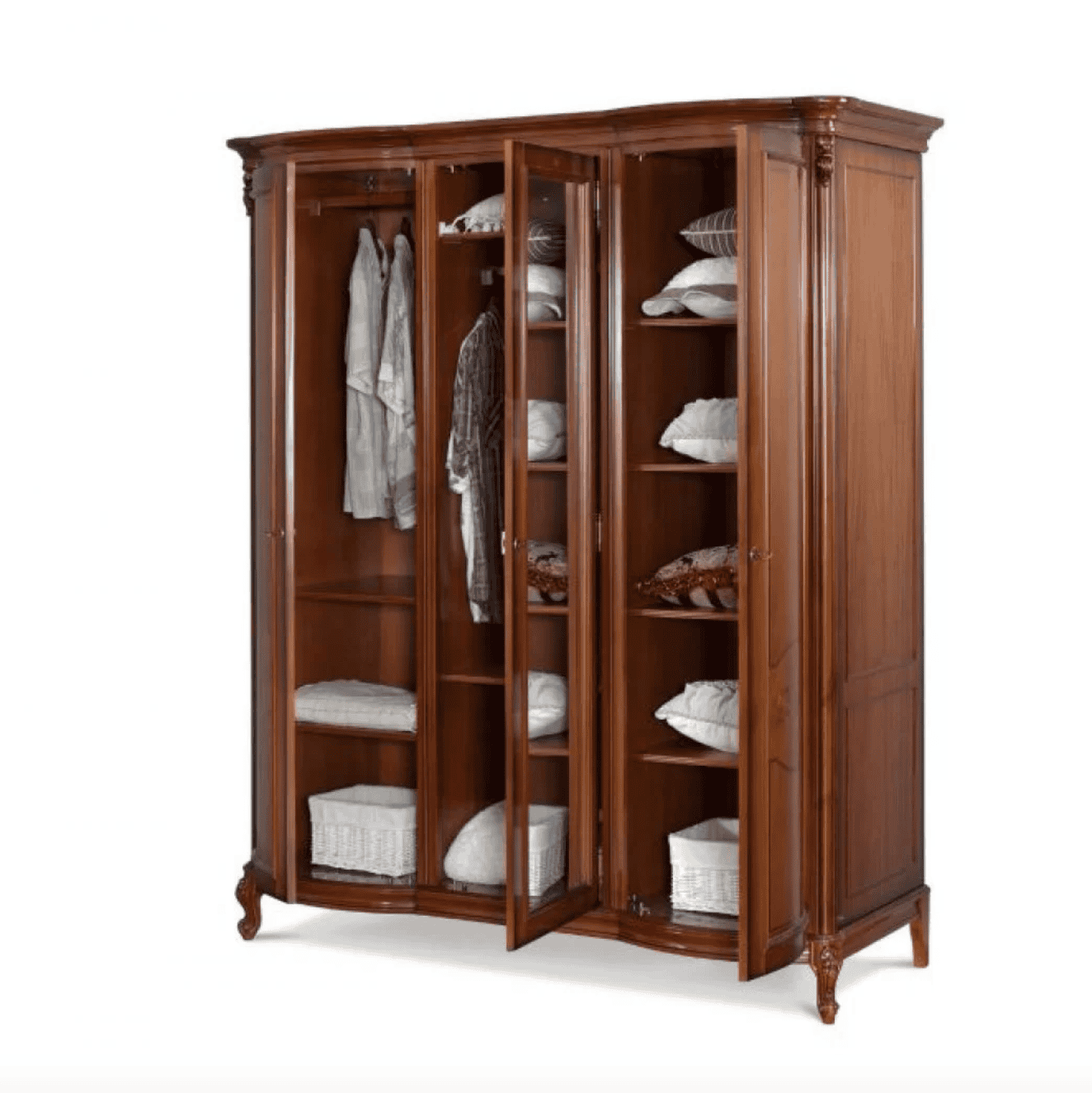 Dulap lemn masiv, maro_alb, 3 uși, oglindă, Firenze